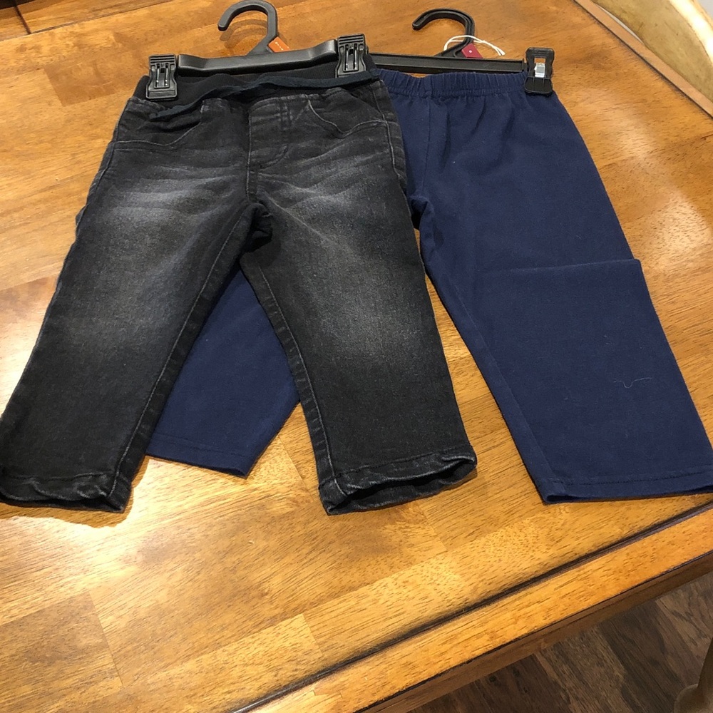 Kids Denim and Cotton Pants Set - Black and Navy